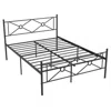 Quikfurn Queen Size Modern Black Metal Headboard & Footboard Platform Bed Frame