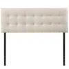 Quikfurn Queen Size Modern Ivory Fabric Upholstered Button Tufted Headboard