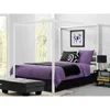 Quikfurn Queen Size Modern White Metal Canopy Bed - No Box-springs Required