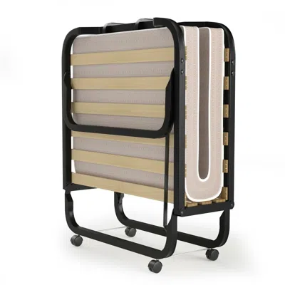 Quikfurn Rollaway Bed With Casters Wheels And Folding Memory Foam Mattress