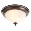 Quikfurn Round 11-inch Bronze Finish Ceiling Light With Frosted Glass Shade - Flush Mount