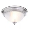 Quikfurn Round 11-inch Brushed Nickel Flush Mount Ceiling Light With Frosted Glass Shade