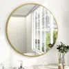 Quikfurn Round 24-inch Circular Bathroom Wall Mirror With Gold Frame