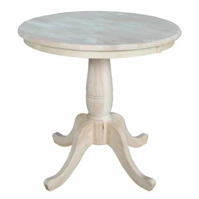 Quikfurn Round 30-inch Unfinished Solid Wood Dining Table With Pedestal Base