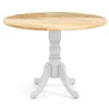Quikfurn Round 40-inch Solid Wood Kitchen Dining Table With White Legs And Natural Top