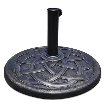 Quikfurn Round Bronze Finish Heavy Duty Outdoor Umbrella Base Stand In Black