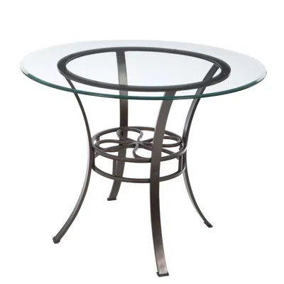 Quikfurn Round Glass Top Dining Table With Durable Metal Base In Black