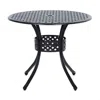 Quikfurn Round Metal 33-inch Outdoor Patio Table In Black Cast Aluminum