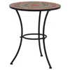 Quikfurn Round Outdoor Patio Bistro Table Grey/orange Mosaic Tiles And Metal Frame