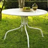 Quikfurn Round Patio Dining Table In White Outdoor Uv Resistant Metal