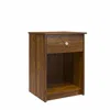 Quikfurn Rusic Brown Oak Farmhouse 1-drawer Bedroom Nighstand With Open Shelf