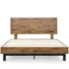 Quikfurn Rustic Farmhome Low Profile Pine Slatted Platform Bed In King