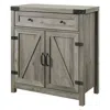 Quikfurn Rustic Farmhouse Barn Door Accent Storage Cabinet Grey Wash