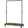Quikfurn Rustic Industrial Laundry Pipe Garment Rack Lockable Wheels