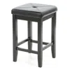 Quikfurn Set Of 2 - Black Bar Stools 24-inch High W/ Cushion Faux Leather Seat