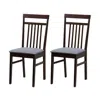 Quikfurn Set Of 2 - Classic Sturdy Wood Dining Chair With Grey Upholstered Seat Cushion