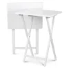 Quikfurn Set Of 2 - Folding Tv Tray Table In White Wood Finish