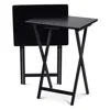 QUIKFURN SET OF 2 - FOLDING TV TRAY TABLE SET IN BLACK WOOD FINISH