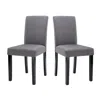 Quikfurn Set Of 2 - Grey Fabric Dining Chairs With Black Wood Legs