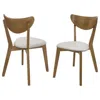 Quikfurn Set Of 2 - Mid-century Modern Wood Dining Chair With Faux Leather Seat