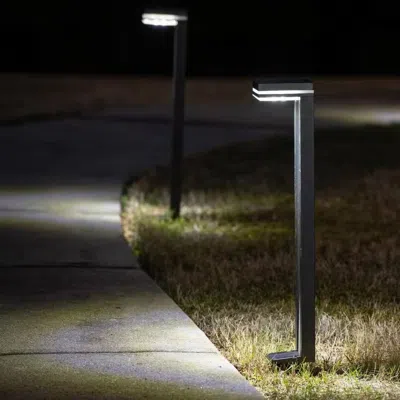 Quikfurn Set Of 2 - Modern Outdoor Solar Light White Led Path Outdoor Yard Lighting In Blue