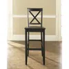 Quikfurn Set Of 2 - X-back Solid Wood 30-inch Barstools In Black Finish