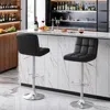 Quikfurn Set Of 2- Black Faux Leather Barstool With Low Back Swivel Seat
