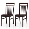 Quikfurn Set Of 2- Modern Farmhouse Dark Wood High Back Dining Chair 280 Lbs. Max Weight