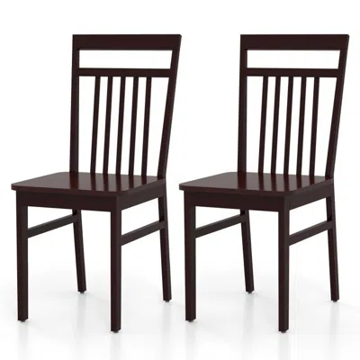Quikfurn Set Of 2- Modern Farmhouse Dark Wood High Back Dining Chair 280 Lbs. Max Weight