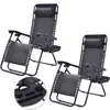 Quikfurn Set Of 2 Black Folding Outdoor Zero Gravity Lounge Chair Recliner