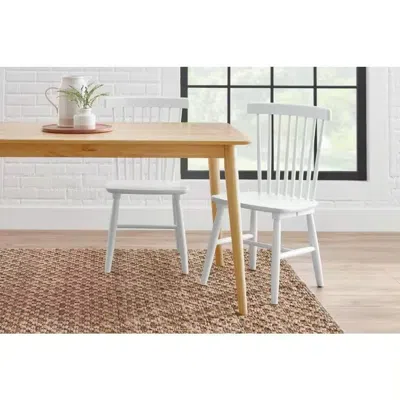 Quikfurn Set Of 2 Classic Spindle Back White Solid Wood Dining Chair