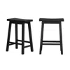 Quikfurn Set Of 2 Farmhouse Counter Height Saddle Barstool In Charcoal Black Wood Finish
