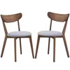 Quikfurn Set Of 2 Mid-century Modern Curved Back Wood Dining Chair Grey Upholstered Seat