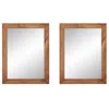 Quikfurn Set Of 2 Modern Farmhouse Mirror Set Distressed Brown Wood Frame 31 X 24 Inch