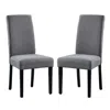 Quikfurn Set Of 2 Modern Grey Fabric Upholstered Dining Chair With Black Wood Legs