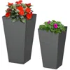Quikfurn Set Of 2 Modern Lightweight Outdoor Flower Pot Planters In Grey 22-in And 18-in