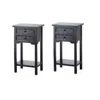 Quikfurn Set Of 2 Nightstand Side Tables / End Table In Black Finish Pine Wood