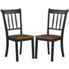 Quikfurn Set Of 2 Solid Wood Black Mission Style Armless Dining Chairs With Brown Seat