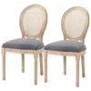 Quikfurn Set Of 2 Vintage Upholstered Armless Rattan Back Dining Chairs Grey Wash