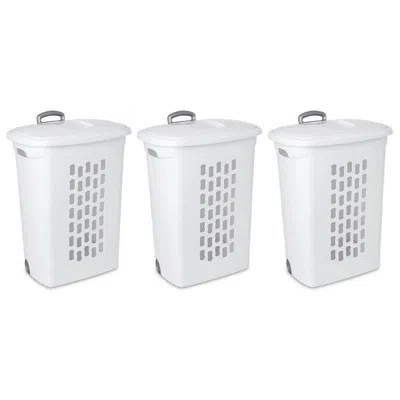 Quikfurn Set Of 3 Laundry Hamper Dirty Clothes Baskets With Lids With Roller Wheels
