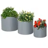 Quikfurn Set Of 3 Stackable Round Outdoor Flower Pot Planters With Drainage Holes In Grey