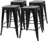 Quikfurn Set Of 4 - 24-in. Indoor/outdoor Backless Stacking Black Metal Barstools
