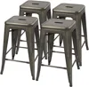 Quikfurn Set Of 4 - 24-in. Indoor/outdoor Backless Stacking Metal Grey Metal Barstools