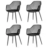 Quikfurn Set Of 4 Mid-century Modern Black Mesh Dining Chair With Ergonomic Backrest