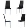 Quikfurn Set Of 4 Modern High Back Black Pvc Leather Dining Chairs With Metal Legs