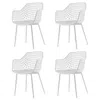 Quikfurn Set Of 4 Modern Mid-century White Mesh Dining Chair With Ergonomic Backrest