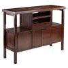 Quikfurn Sideboard Buffet Table Wine Rack In Brown Wood Finish