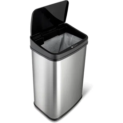 Quikfurn Silver/black 13-gallon Stainless Steel Kitchen Trash Can With Motion Sensor Lid
