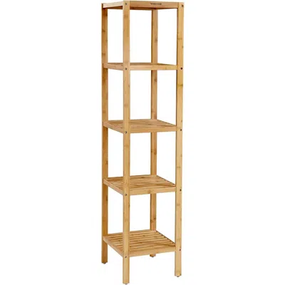Quikfurn Slim 4-shelf Natural Bamboo Wooden Shelving Unit Storage Rack Bookcase