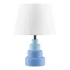 Quikfurn Small Blue Desk Light Table Lamp With White Fabric Shade For Bedside Nightstand